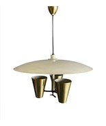 3Light Brass Metal Chandelier Ceiling Fixture Mid Century Pendent Light ... - €374,78 EUR