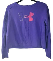 Under Armour Sweatshirt Size YXL Kids Purple Logo Long Sleeve Loose Fit Back Zip - £13.07 GBP