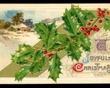 Vintage John Winsch 1910 Postcard A Joyful Christmas Embossed Holly Berr... - $10.88