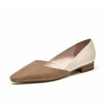 Ballet Flats Women Kid Suede Cow Leather Patchwork Pointed Toe Ladies Shallow Sh - £127.78 GBP
