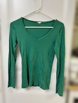 J Crew Green Long Sleeve Tee 100% Cotton , Size Small - £9.59 GBP