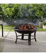 26&quot; Metal Round Outdoor Wood Burning Fire Pit w/ Iron Firepot Spark Scre... - £38.75 GBP