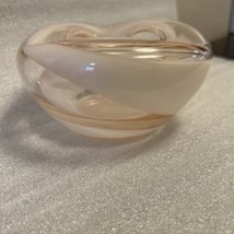 Vintage Blown Glass Pink And White Swirl Art Glass Ashtray Trinket Bowl Cigar - £22.47 GBP