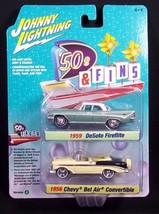 Johnny Lightning &#39;50s &amp; Fins 2 pack 59 De Soto Fireflite 56 Chevy BelAir... - £12.24 GBP