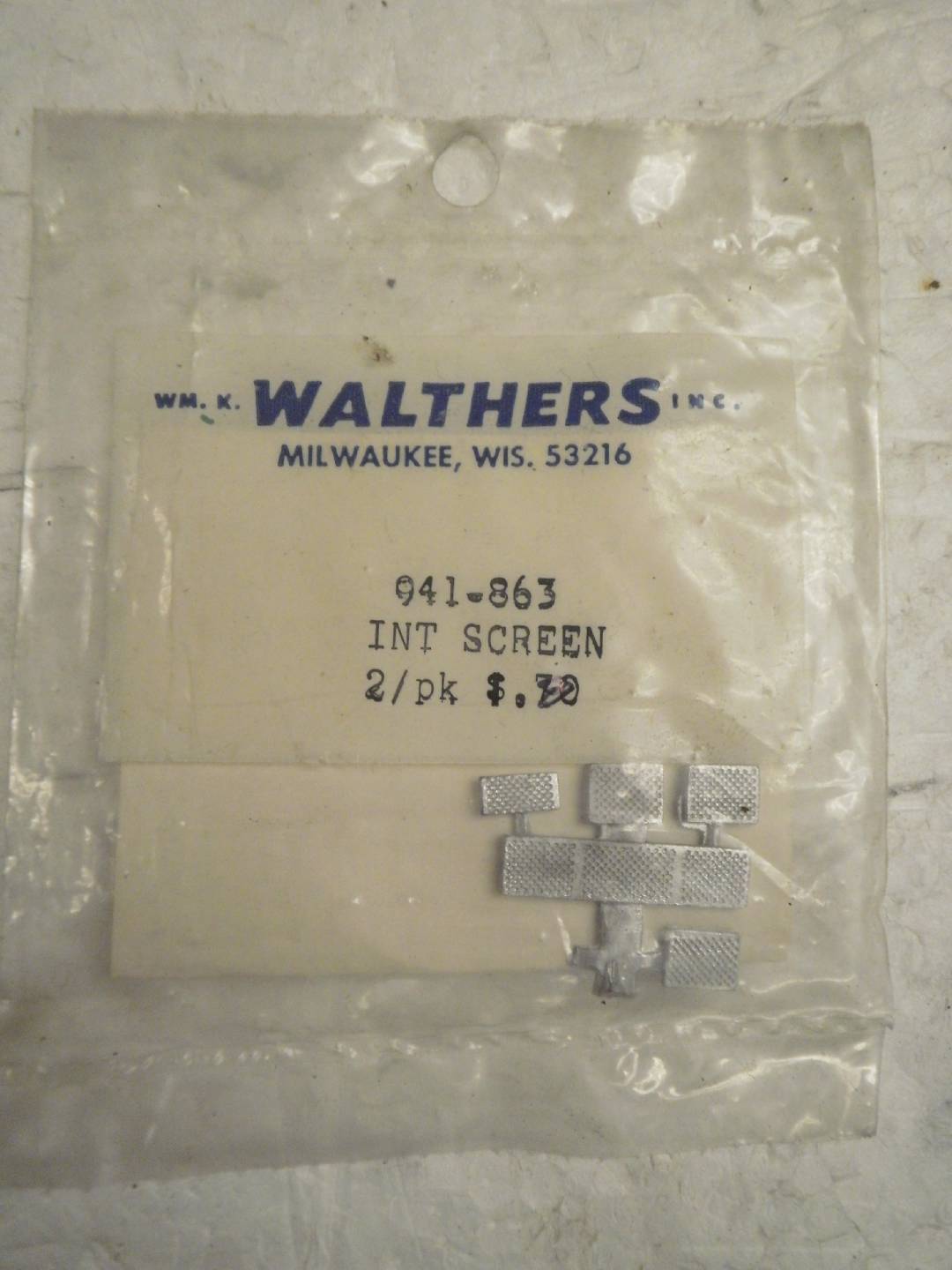 NEW HO ACCESSORIES- WALTHERS 941-863 INT. SCREEN- 2 PACK- H79 - $2.53