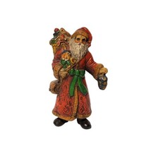 Vintage Plastic Old World 7&quot; Santa Christmas Plastic Blow Mold Figurine Ornament - £7.97 GBP