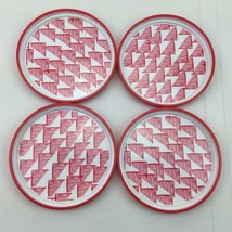 Room Essentials Appetizer Red and White Geometic Print Plates Set 4 Target - £23.58 GBP