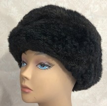 Vintage Faux Fur Womens Fashion Hat Winter Cap One Black - £10.67 GBP