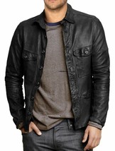 Men Leather Jacket Black New Slim fit Biker genuine lambskin jacket NF#86 - £78.55 GBP