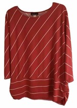 Violet B Women’s 4X Top Red White Stripe Pullover Banded Stretch Tunic - £9.75 GBP