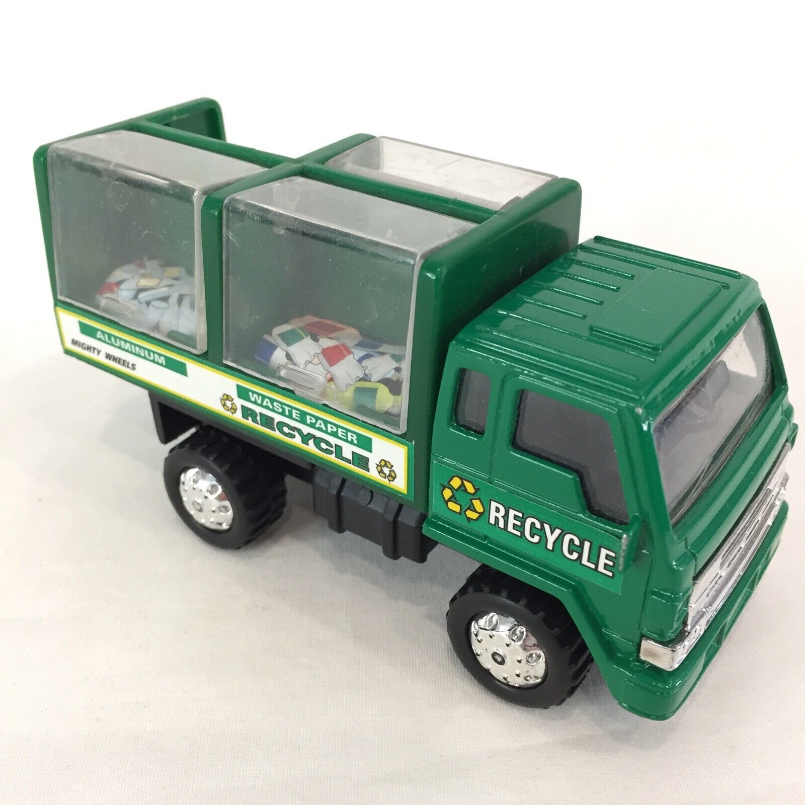 Mighty Wheels Green Recycle Garbage Truck Dinky Car Diecast Toy  Play Used 4.5 " - $10.78