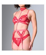 Thistle And Spire Kane Garter Belt Removable Choker Chili Red Pink 2X - £18.91 GBP