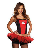 CROSSBONES SKULL PIRATE CORSET HALLOWEEN COSTUME ACCESSORY ADULT SIZE X-... - $34.58 CAD