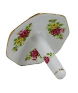 Porcelain Ring Trinket Holder with Painted Roses and Leaves Gold Band Ar... - $12.85