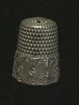 Vtg Sterling Silver 4.98 Grams Antique Paneled Design Sewing Thimble Size 8 - £23.86 GBP