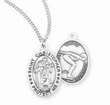 St. Christopher Women&#39;s Swimming Sterling Silver Medal Necklace - £47.67 GBP