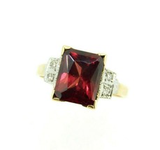 Authenticity Guarantee 
10k Yellow Gold Radiant Cut Genuine Natural Garnet an... - £545.42 GBP