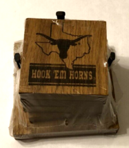 Texas Longhorns Hook &#39;Em Horns Vintage 90s NCAA Brown Wood Coaster Set New - £9.14 GBP