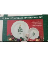 Atico ~ 12 Piece ~ Porcelain Christmas Dinnerware Set ~ Plates ~ Bowls ~... - £58.86 GBP