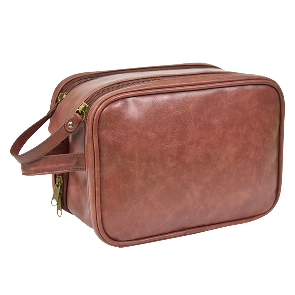  Leather Men Makeup Bag Women&#39;s Foldable Cosmetic Bag Handbag Waterproof Toiletr - $67.98