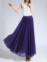 Purple Long Chiffon Skirt Women Plus Size Chiffon Skirt Wedding Chiffon Skirts image 2