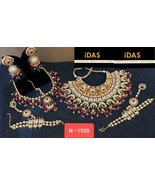 Kundan Jewelry Indian Earrings Necklace Tikka Set New Year Chokar Bridal... - $228.96 CAD