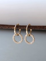 10ct Solid Gold Pave Ring Huggie Hoops Earrings, 10k, 9k, crystal, sparkle, gift - £121.63 GBP