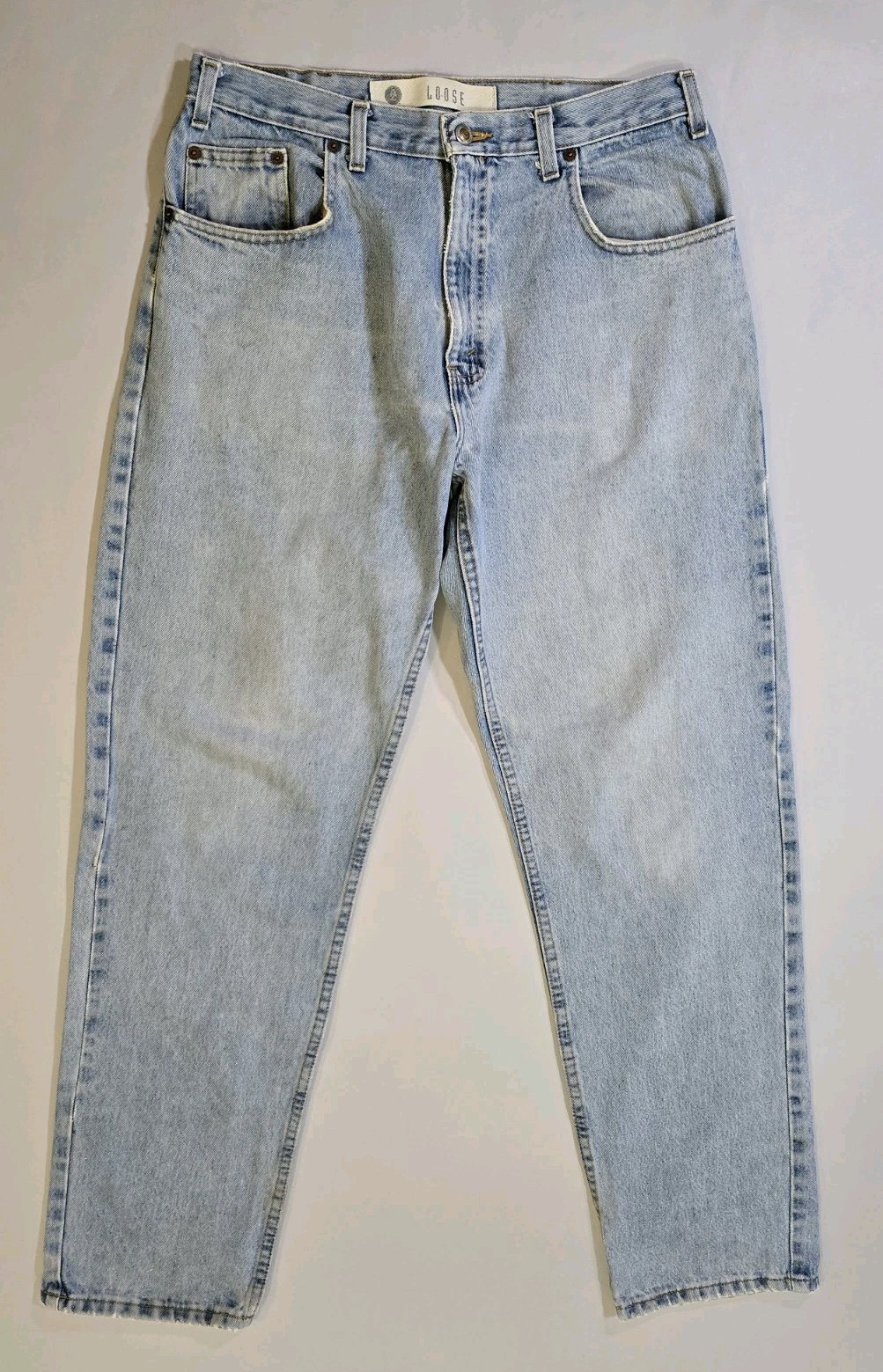 Vintage Arizona Jean Co Jeans Mens 33x34 Light Blue Denim Loose Distressed  - $12.19