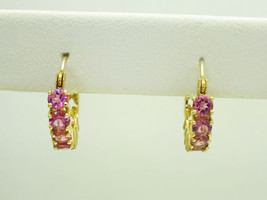 Pink Tourmaline Huggie Hoop Earrings 14k Gold Mexico - $560.00