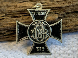 Vtg GBU 1915 Souvenir Pendant Historical Memorabilia Black &amp; Silver Cros... - £23.64 GBP
