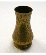 Vintage Brass Bud Vase Etched Leaf Design Pattern Made in India 5-e - €16,87 EUR