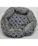 Akarden 2 Piece Pet Bed - Plush Self Warming - 18”Blue Hexagon Design Ne... - £21.83 GBP
