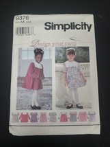 Simplicity Little Girls Dress #9375 Sewing Pattern Party Church Sz 2-4 V... - $90.24 MXN