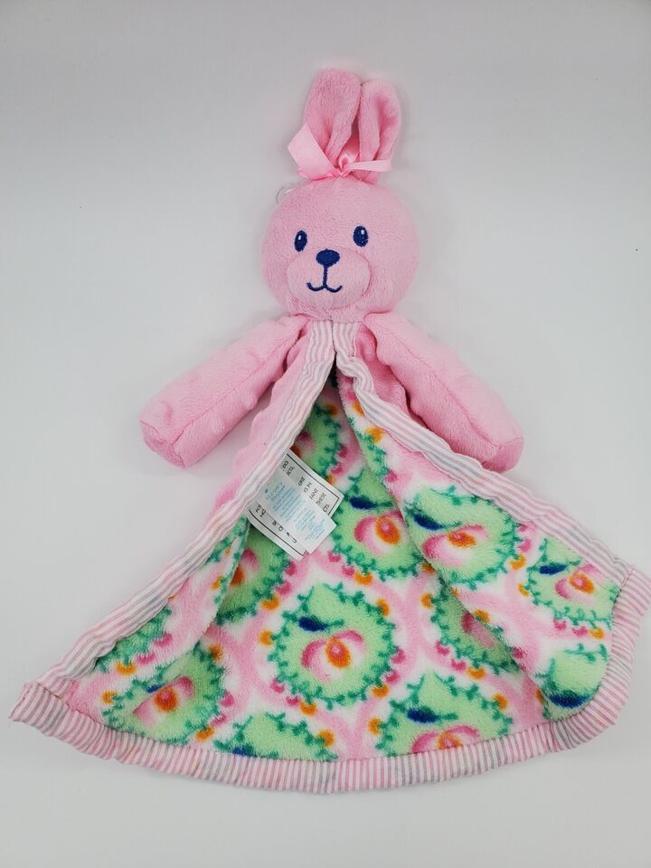 Primary image for Nursery Rhyme Baby Bunny Security Blanket Lovey Pink Minky Dot Floral  B19