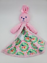 Nursery Rhyme Baby Bunny Security Blanket Lovey Pink Minky Dot Floral  B19 - £10.21 GBP