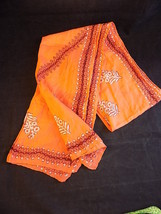 WOMEN&#39;S SCARF 59&quot; Orange Red Floral Pattern Ladies Shawl Cotton Blend CLEAN - $7.91