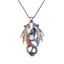 3D Dragon Shaped Clear Rhinestone Pendant Necklace - New - $14.99