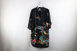 Vintage 70s Streetwear Womens 40 Japan Flower Kimono Style Band Collar D... - $59.35