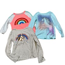 Girls 3 Long Sleeve T-Shirts Cat &amp; Jack/Gap/Osh Kosh Sz 8 Medium - £11.29 GBP