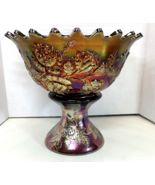 Fenton Wreath Of Roses Punch Bowl w/Base Amethyst Carnival Glass Vintage... - $785.00