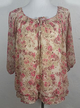 Fred David Womens Top Medium Floral Peasant Scoop Neck Three Fourth Sleeves - £10.95 GBP
