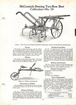 McCormick-Deering Two-Row Beet and bean Cultivator No10  Dual Page Ad Sp... - $15.90