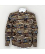 Carroll &amp; Co Wool Blend Sweater Mens 40 M Patchwork Brown Blue Crewneck ... - $1,059.38 MXN
