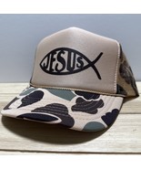 Jesus Hat Trucker Adjustable Camouflage SnapBack Hunting Hat New Jesus Fish - $19.50 CAD
