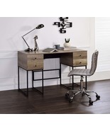 Desirre Rustic Oak &amp; Black Writing Desk w/ USB Port - $501.68 CAD
