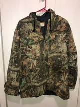 Vintage Duxbak Jacket Full Zip Mens Medium Hooded Advantage Timber Camo - $24.74