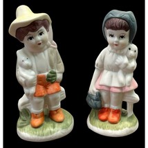 Vintage Little Boy with Teddy Bear Porcelain Figurine Handpainted 4.5&quot; Tall - $21.89