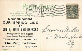 LOGANSPORT INDIANA~THE PEOPLES STORE ADVERTISING 1912 POSTCARD-SHOWING N... - £8.19 GBP