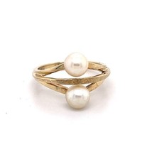 Vintage 14k Yellow Gold 5.7 Mm Pearl Ladies Ring Size 6 - £367.81 GBP