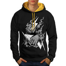 Wellcoda Zeus Protection Sky Mens Contrast Hoodie, Thunder Casual Jumper - £31.53 GBP